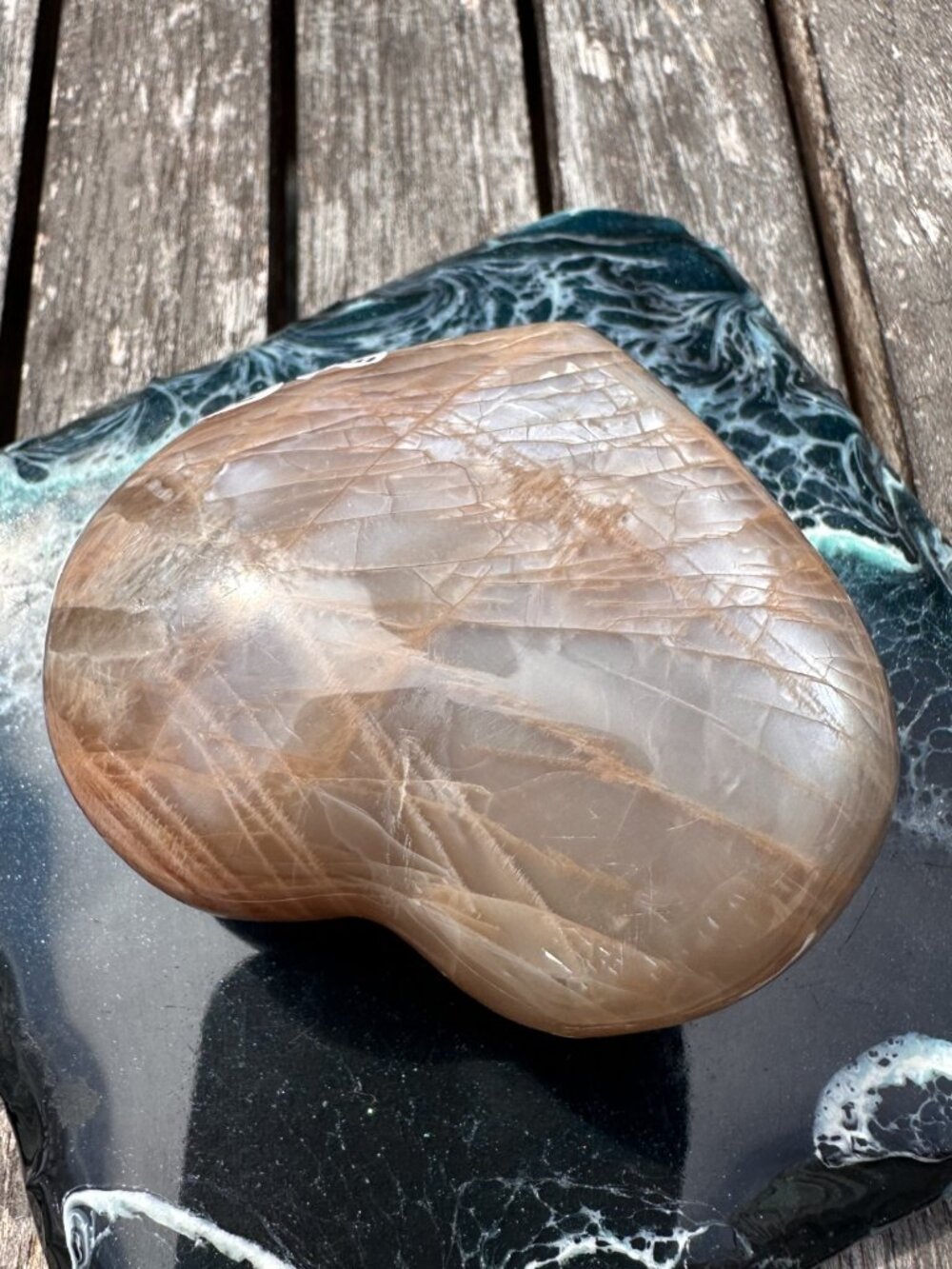 PEACH MOONSTONE HEART